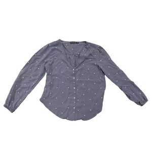 Abercrombie and Fitch Blue and White Polka Dot Billowy Shirt Size Medium